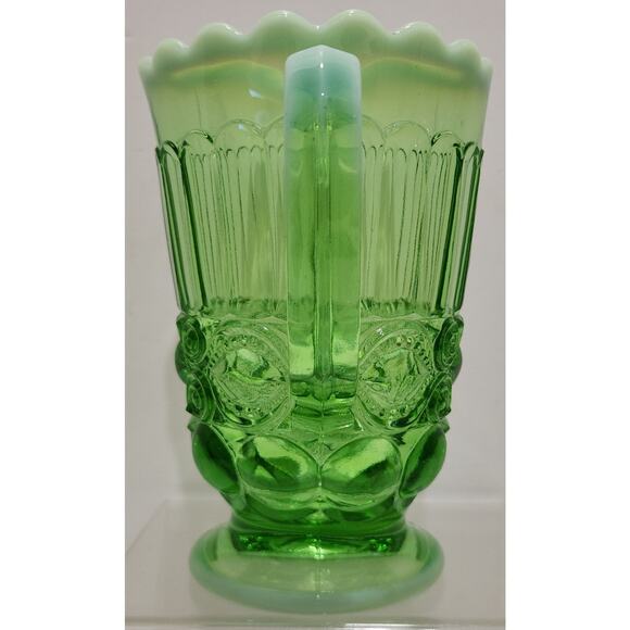 Vintage Moser Eye Winker Green Glass Opalescent Pitcher - Picture 4 of 10